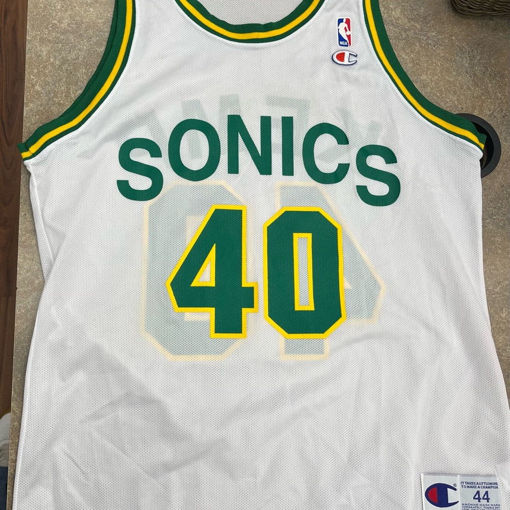 Vintage Shawn Kemp Champion White Mesh Athletic Jersey Size 44
